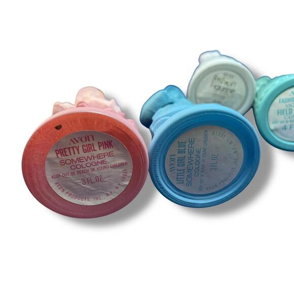 LOT of 6 Vintage 70s Avon Pretty Girl Pink & Little Girl Blue Cotillion EMPTY - Picture 6 of 8